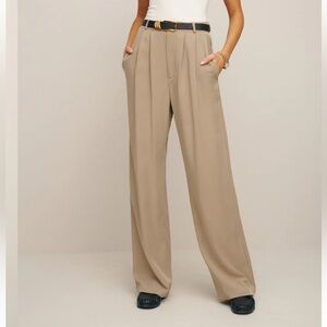 Reformation Mason Olive Wide Leg Trousers, Size 0